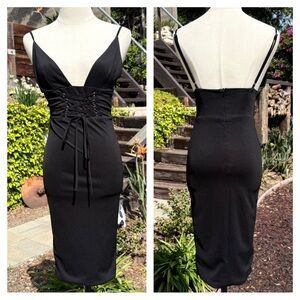 Meshki lace-up bodycon mini lace-up dress